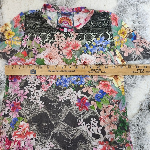 JOHNNY WAS LOS ANGELES Womens XS Long Sleeve Cranes Floral Print Bamboo Viscose - Picture 8 of 9